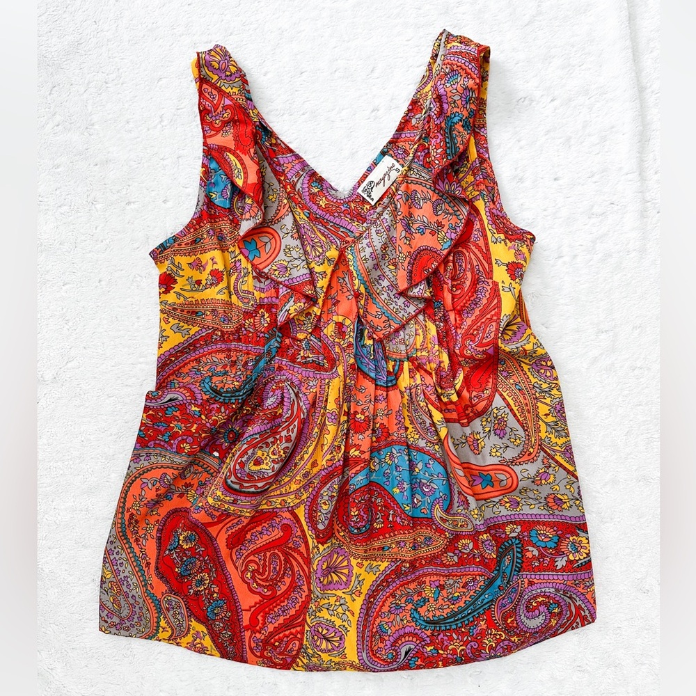MAGAZINE Paisley Boho Silk Tank Top